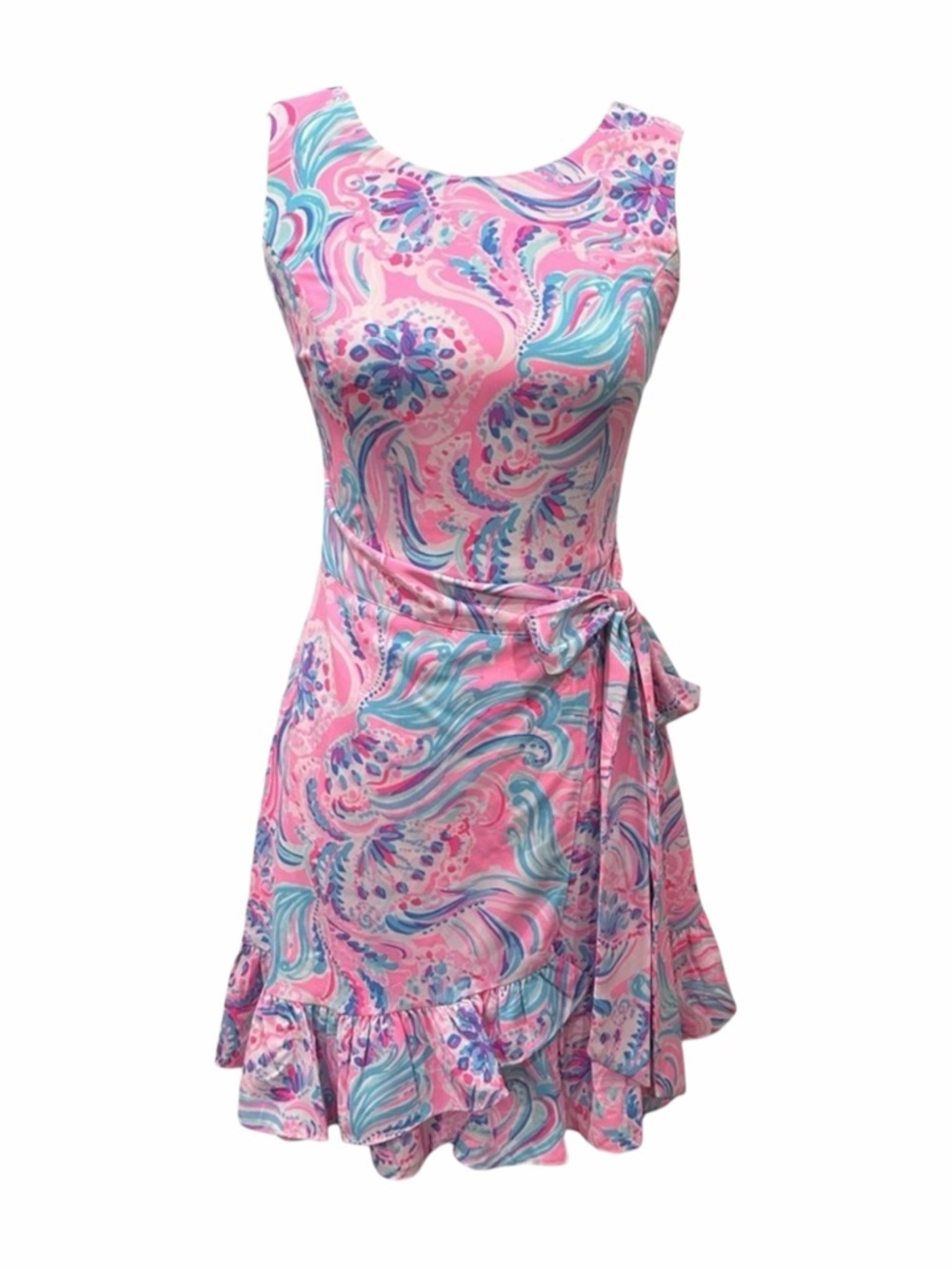 Lilly Pulitzer Pink Floral Faux Wrap Mini Dress Size 00